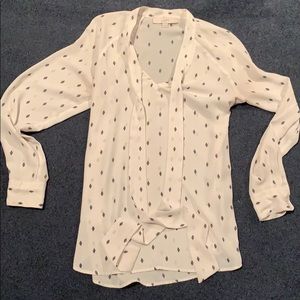 Loft cream/white blue diamond top